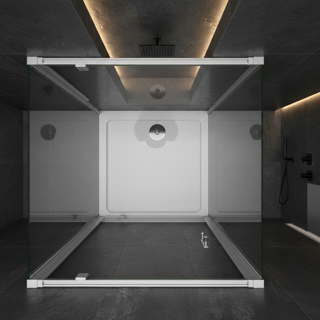 U-Form Duschkabine 80/90/100×185 cm – Pendeltür/Schwingtür Duschabtrennung mit 2 Seitenwänden