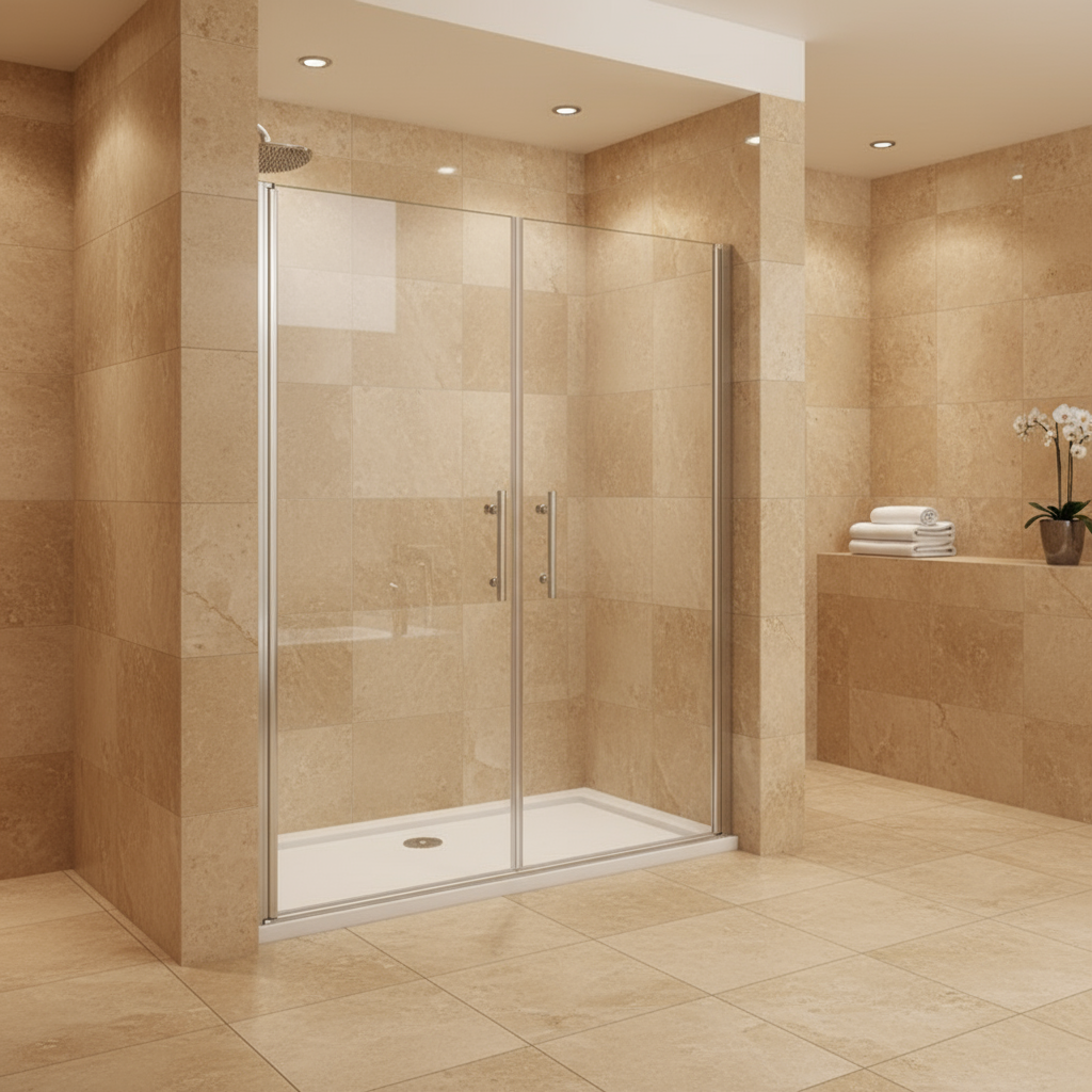 Duschkabine 195 cm Höhe – Doppeltür Pendeltür 1318–1958 mm, 6 mm NANO Glas