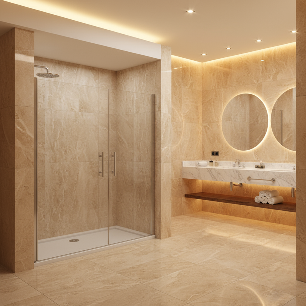 Duschkabine 195 cm Höhe – Doppeltür Pendeltür 1318–1958 mm, 6 mm NANO Glas