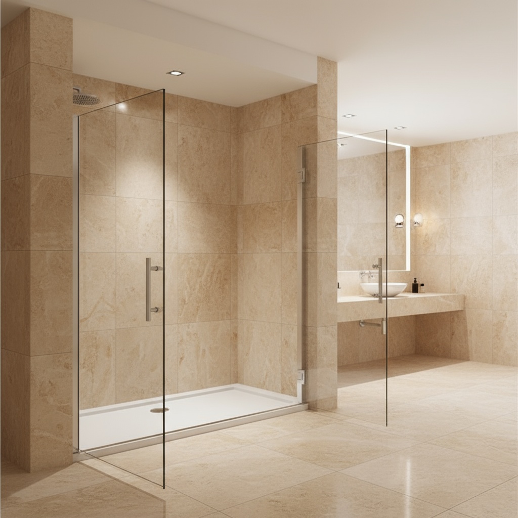 Duschkabine 195 cm Höhe – Doppeltür Pendeltür 1318–1958 mm, 6 mm NANO Glas