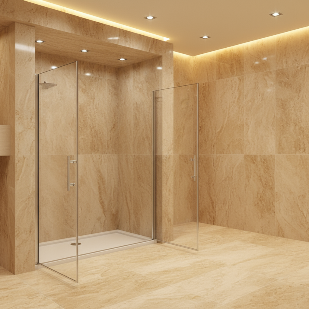 Duschkabine 195 cm Höhe – Doppeltür Pendeltür 1318–1958 mm, 6 mm NANO Glas