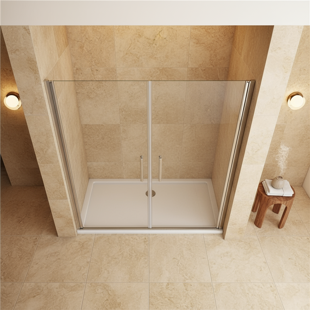 Duschkabine 195 cm Höhe – Doppeltür Pendeltür 1318–1958 mm, 6 mm NANO Glas