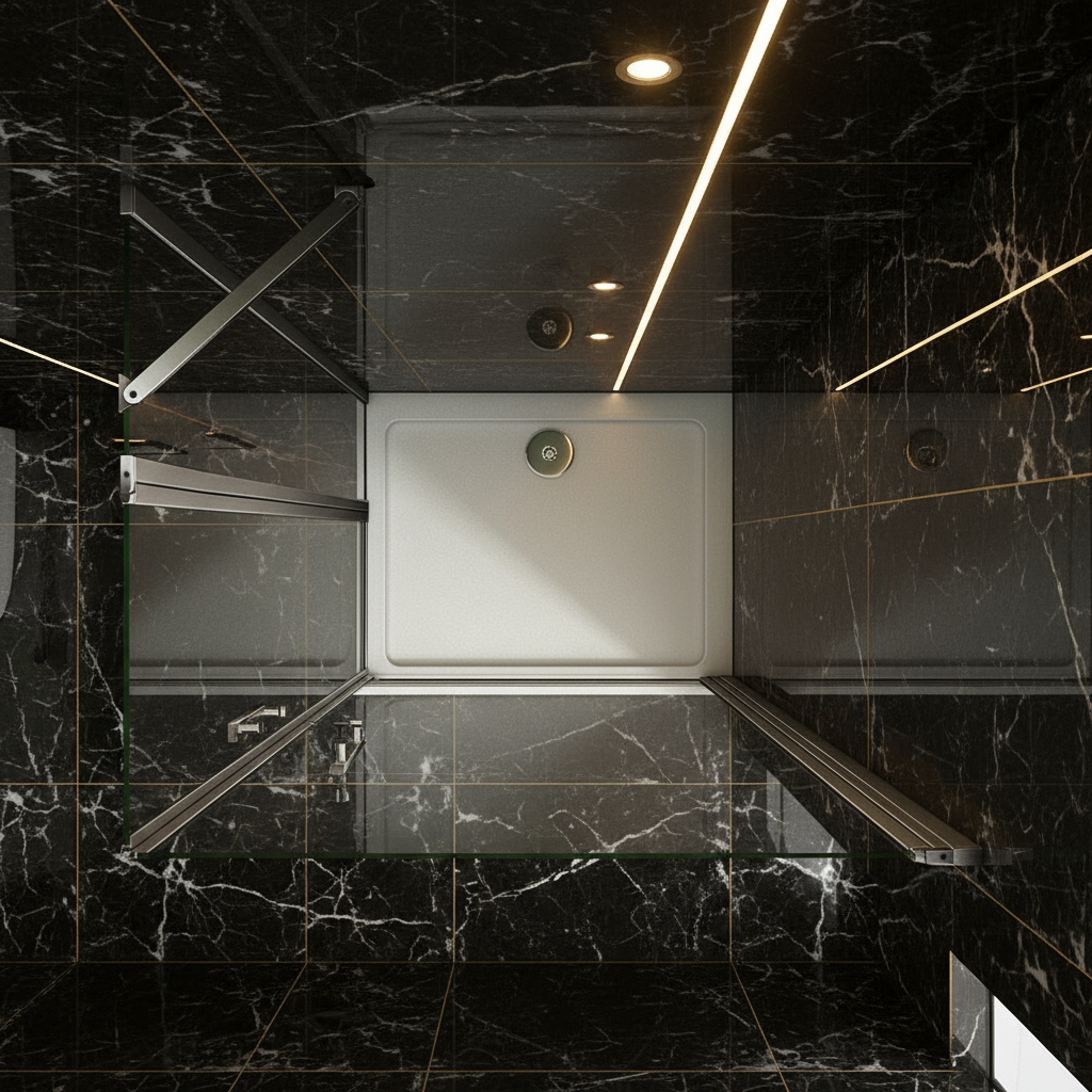 Eckdusche 70–120×195 cm – Eckeinstieg mit 180° Schwingtür/Pendeltür (Drehtür)