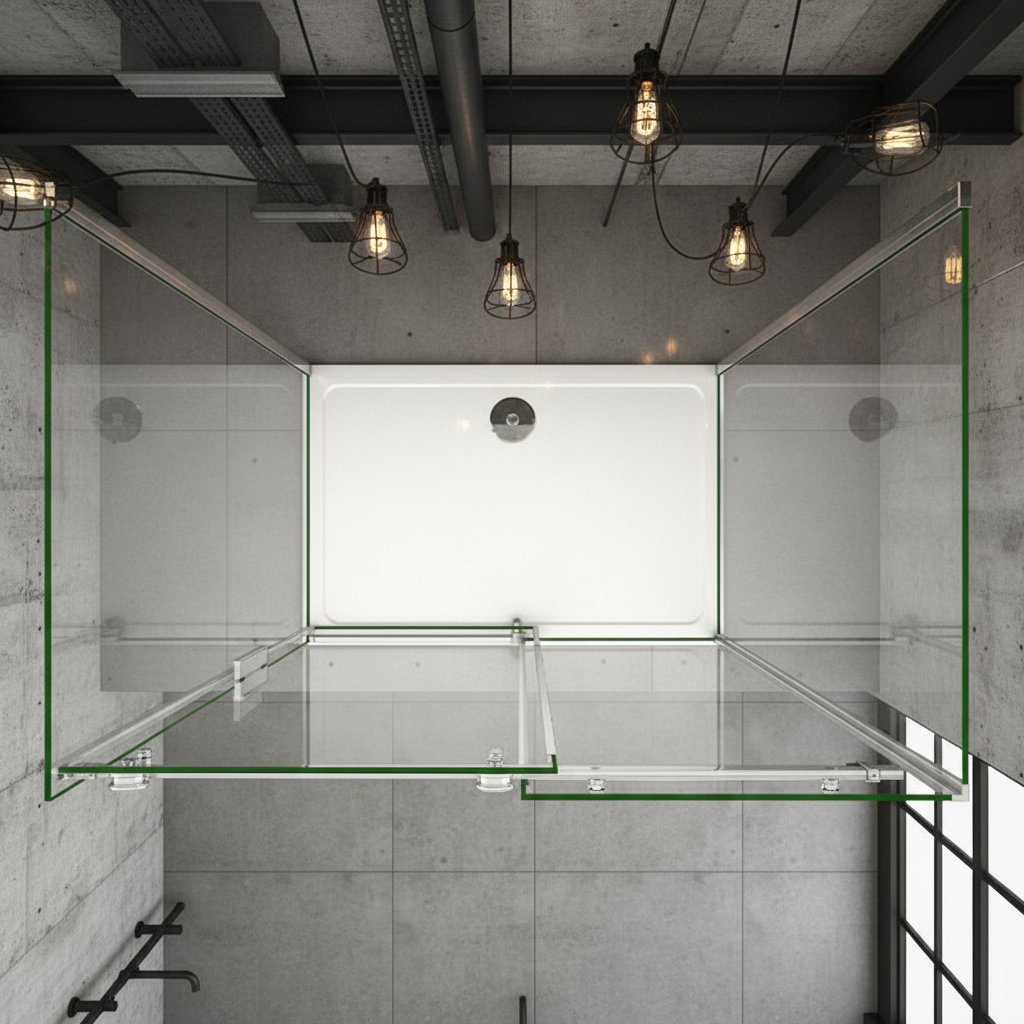 U-Form Duschkabine 100–160 cm | Schiebetür, 6 mm ESG-Echtglas, schlanke Alu-Profile