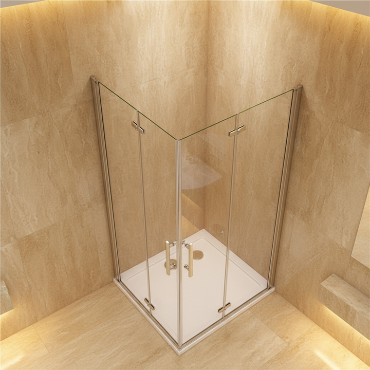 Duschkabine Eckeinstieg 185 cm | Bifold Türen Falttür Duschabtrennung 180° Duschwand