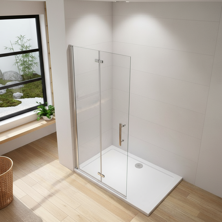 Walk-In Duschwand 195 cm | Falttür Duschabtrennung 70–120 cm 6 mm Nano Glas