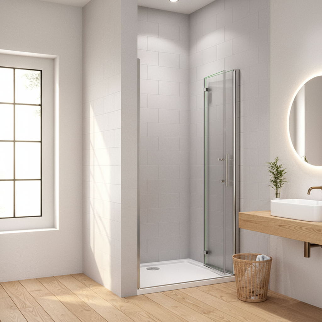 Nischentür 185 cm | Duschabtrennung Falttür 70–120 cm, 6 mm ESG mit NANO