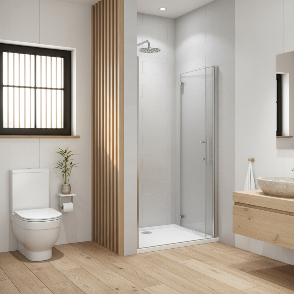 Nischentür 185 cm | Duschabtrennung Falttür 70–120 cm, 6 mm ESG mit NANO