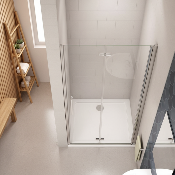 Nischentür 185 cm | Duschabtrennung Falttür 70–120 cm, 6 mm ESG mit NANO