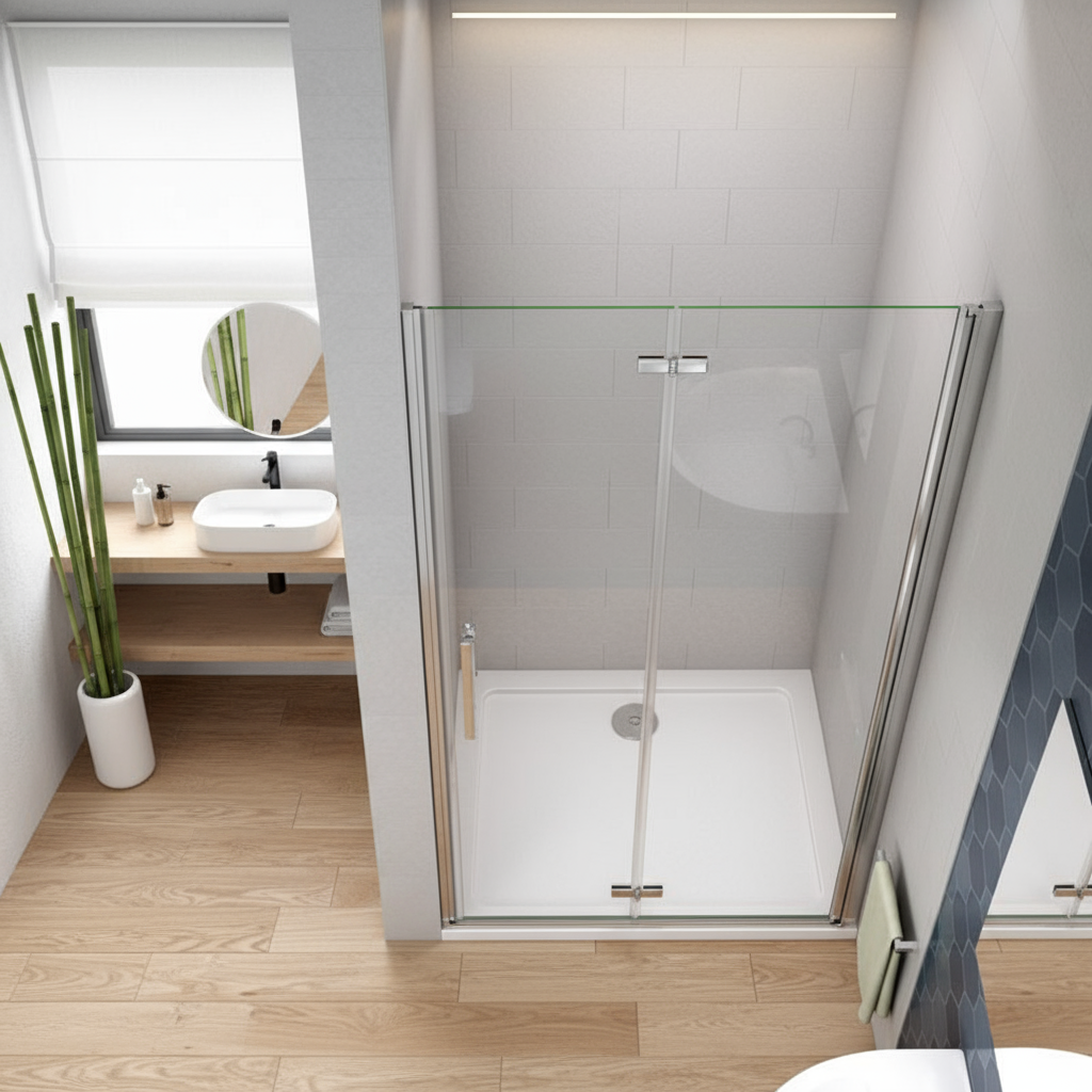 Nischentür 185 cm | Duschabtrennung Falttür 70–120 cm, 6 mm ESG mit NANO