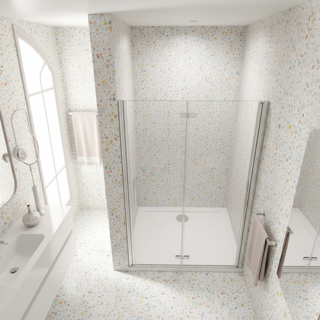 Nischentür 185 cm | Duschabtrennung Falttür 70–120 cm, 6 mm ESG mit NANO