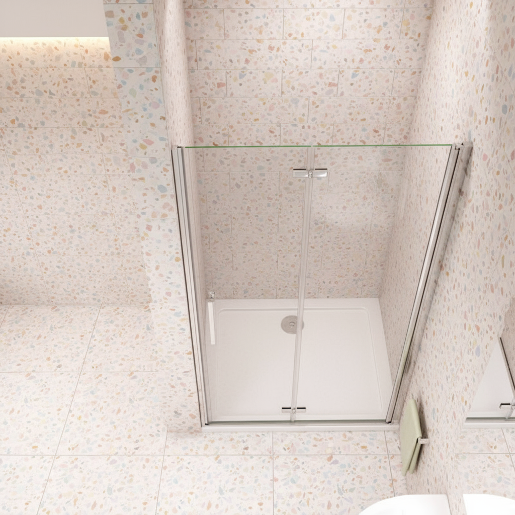 Nischentür 185 cm | Duschabtrennung Falttür 70–120 cm, 6 mm ESG mit NANO