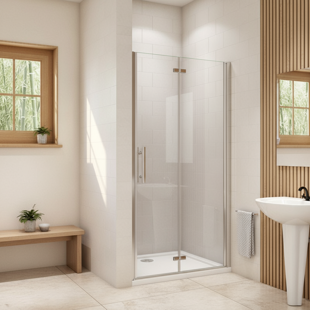 Nischentür 185 cm | Duschabtrennung Falttür 70–120 cm, 6 mm ESG mit NANO