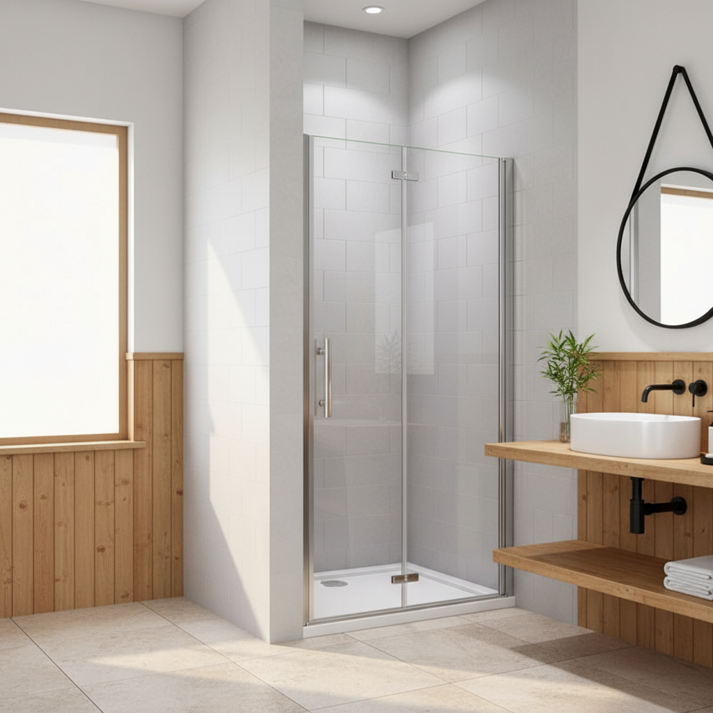 Nischentür 185 cm | Duschabtrennung Falttür 70–120 cm, 6 mm ESG mit NANO