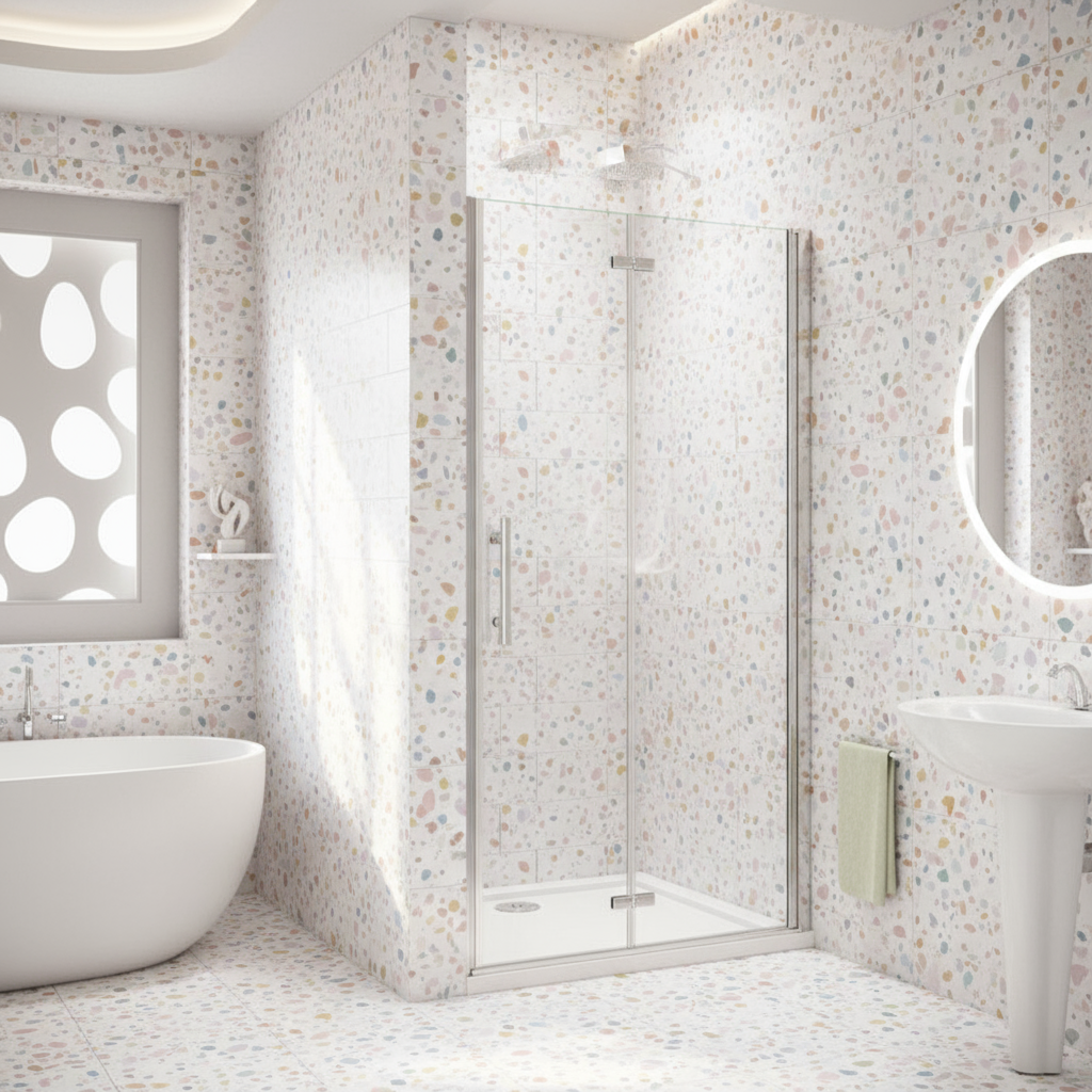 Nischentür 185 cm | Duschabtrennung Falttür 70–120 cm, 6 mm ESG mit NANO