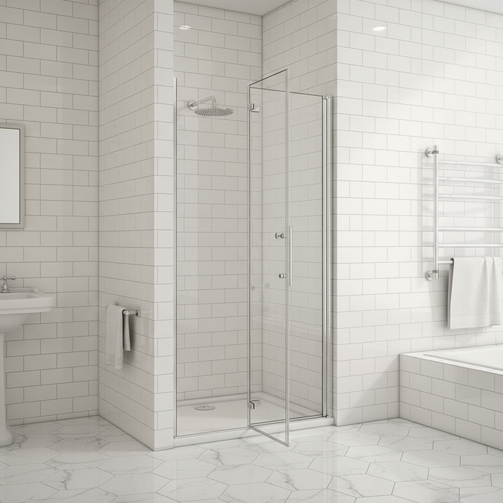 Nischentür 195 cm | Duschabtrennung 70–120 cm, Schwingtür & Falttür, 6 mm NANO Glas