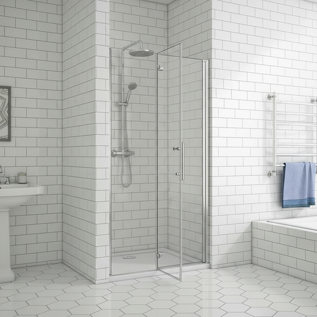 Nischentür 195 cm | Duschabtrennung 70–120 cm, Schwingtür & Falttür, 6 mm NANO Glas