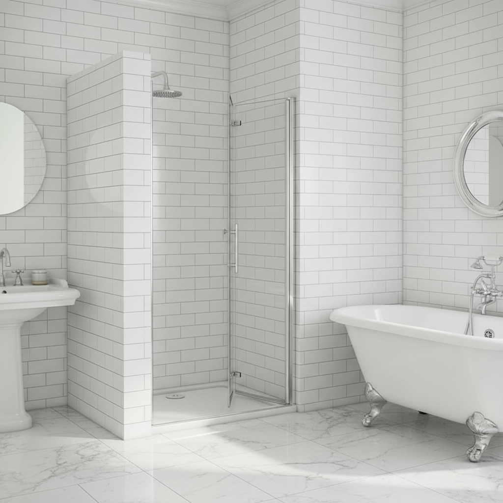 Nischentür 195 cm | Duschabtrennung 70–120 cm, Schwingtür & Falttür, 6 mm NANO Glas