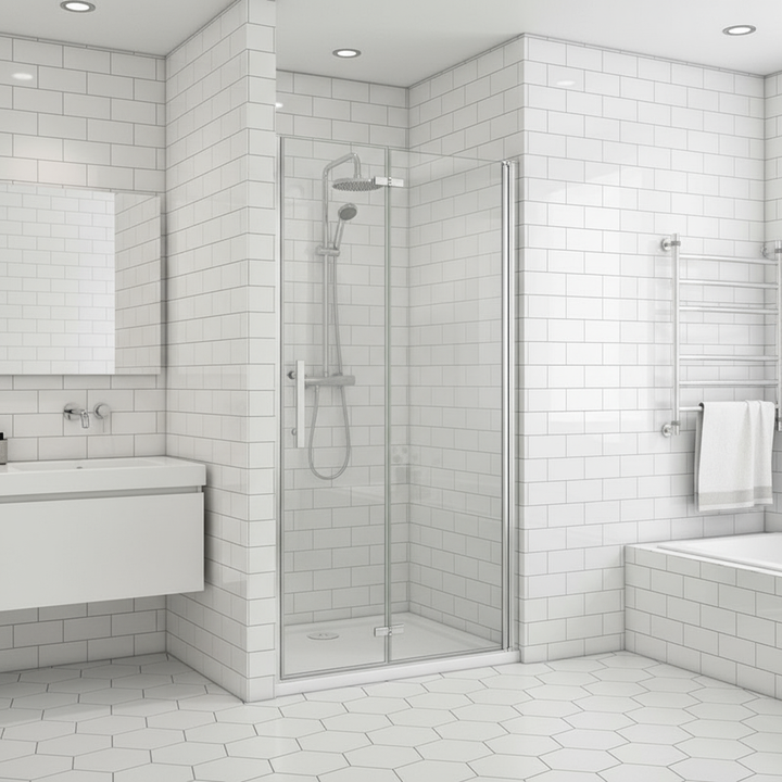 Nischentür 195 cm | Duschabtrennung 70–120 cm, Schwingtür & Falttür, 6 mm NANO Glas