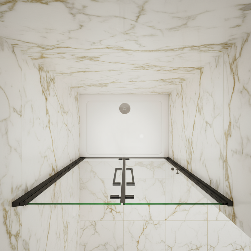 Schwarze Nischentür 195 cm | Schwingtür Duschkabine 70–120 cm, Falttür 6 mm NANO Glas