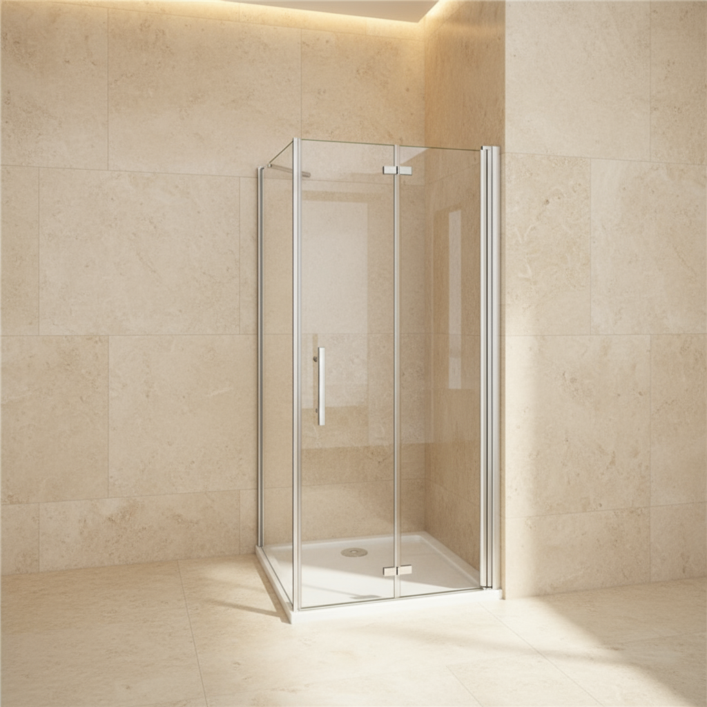 Duschkabine 195 cm | Falttür & Drehtür Duschabtrennung mit Seitenwand 70–90 cm | Breite 80/90/100 cm