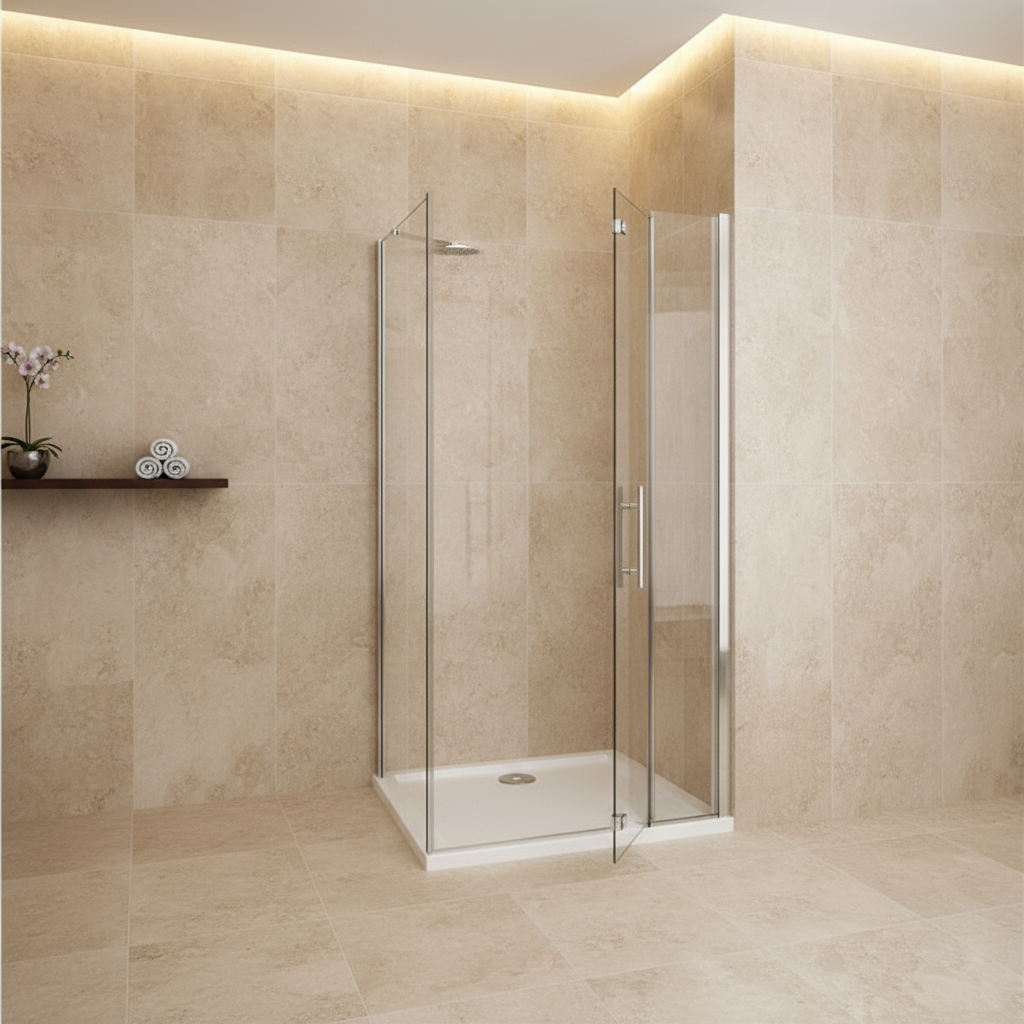 Duschkabine 195 cm | Falttür & Drehtür Duschabtrennung mit Seitenwand 70–90 cm | Breite 80/90/100 cm