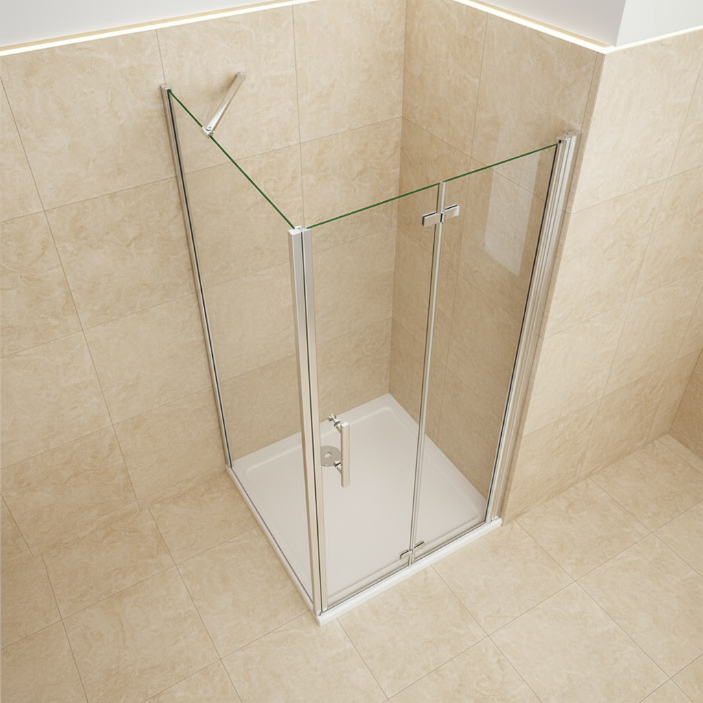 Duschkabine 195 cm | Falttür & Drehtür Duschabtrennung mit Seitenwand 70–90 cm | Breite 80/90/100 cm