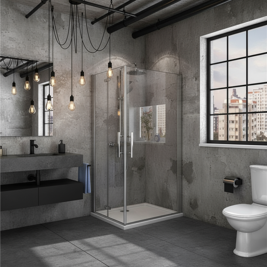 Eckdusche 185 cm | Duschkabine Eckeinstieg mit Falttür & Drehtür