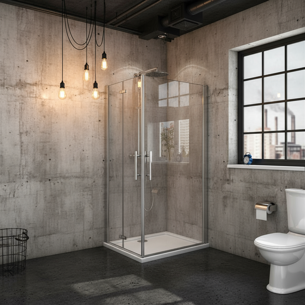 Eckdusche 185 cm | Duschkabine Eckeinstieg mit Falttür & Drehtür