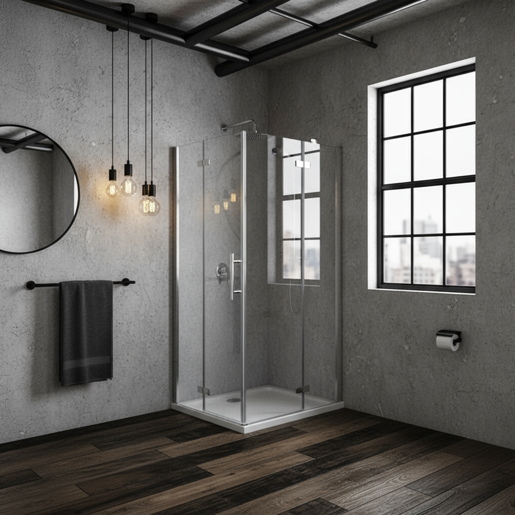 Eckdusche 185 cm | Duschkabine Eckeinstieg mit Falttür & Drehtür