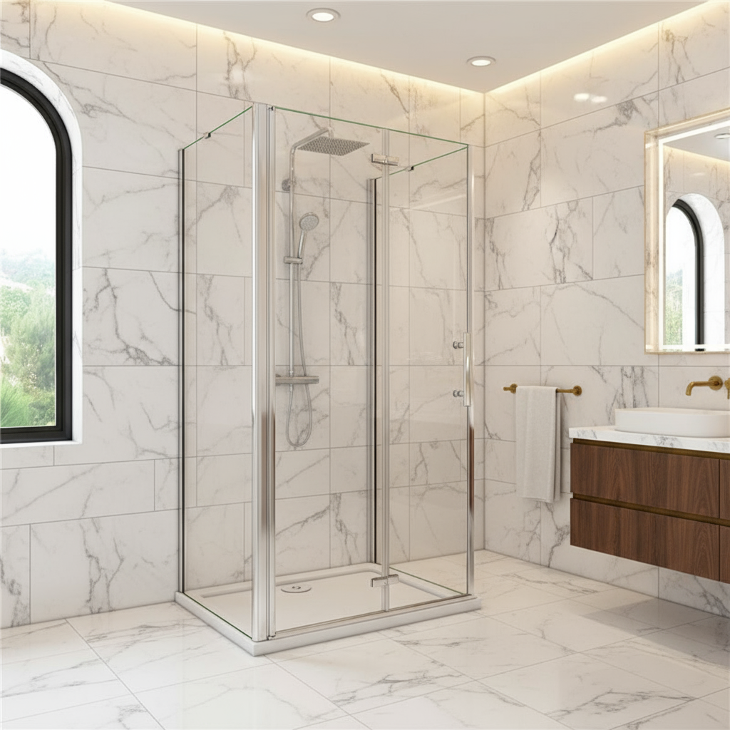 U-FORM Duschkabine 195 cm – U-Duschkabine mit Falttür/Drehtür, 70–120 cm 61