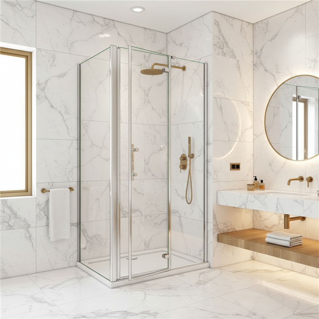 U-FORM Duschkabine 195 cm – U-Duschkabine mit Falttür/Drehtür, 70–120 cm 61