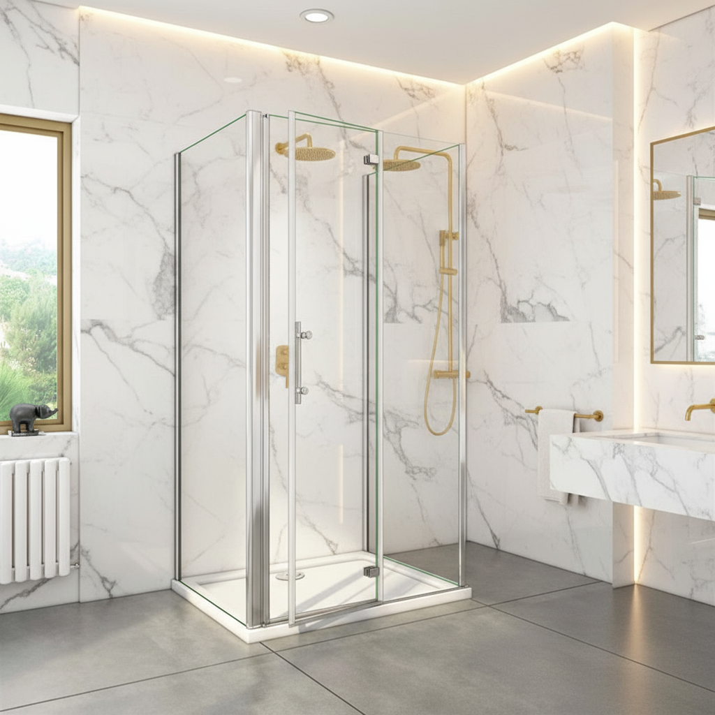 U-FORM Duschkabine 195 cm – U-Duschkabine mit Falttür/Drehtür, 70–120 cm 61