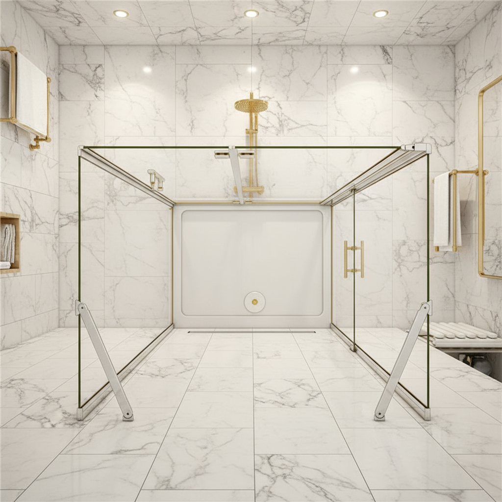 U-FORM Duschkabine 195 cm – U-Duschkabine mit Falttür/Drehtür, 70–120 cm 61