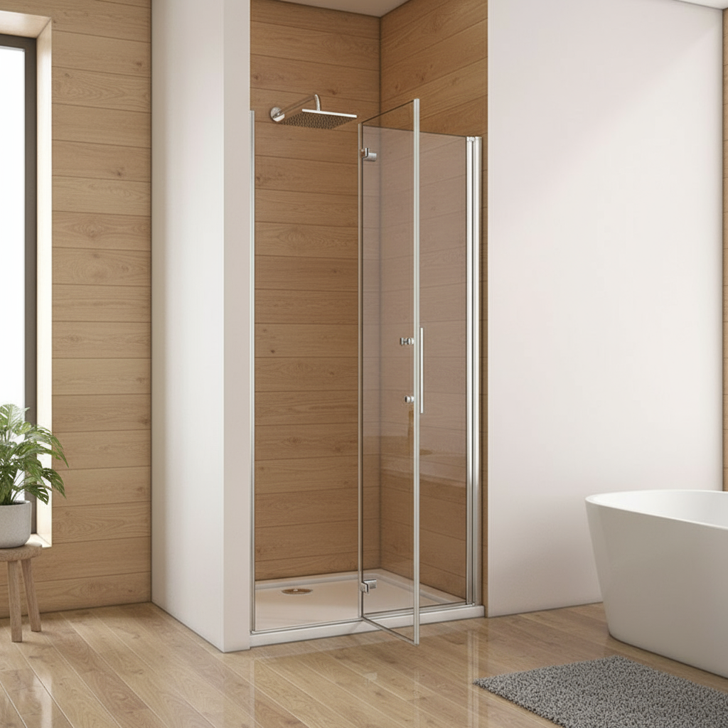 Falttür-Nischentür 70–120 cm – Duschabtrennung aus 5 mm ESG mit NANO, Höhe 185 cm