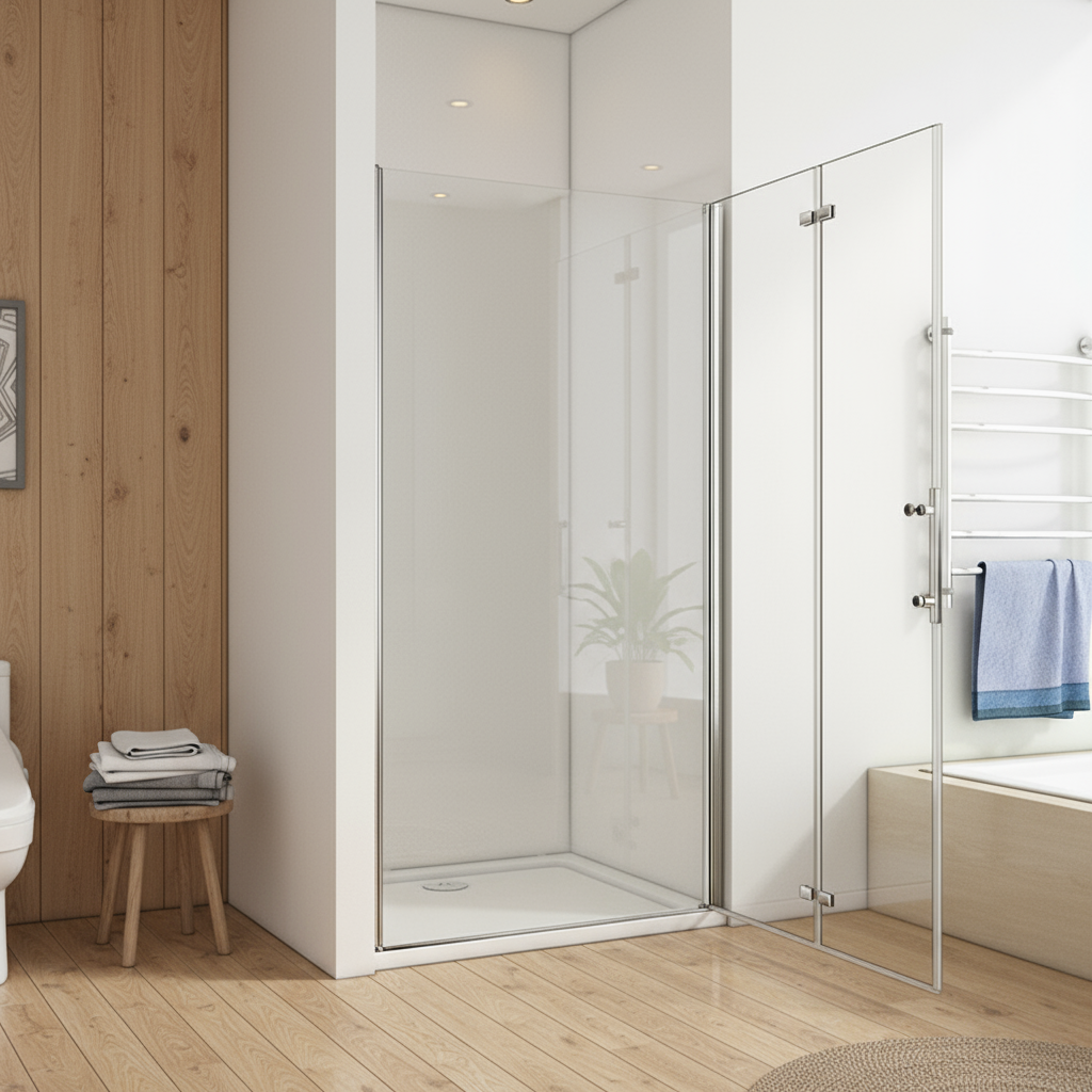 Falttür-Nischentür 70–120 cm – Duschabtrennung aus 5 mm ESG mit NANO, Höhe 185 cm