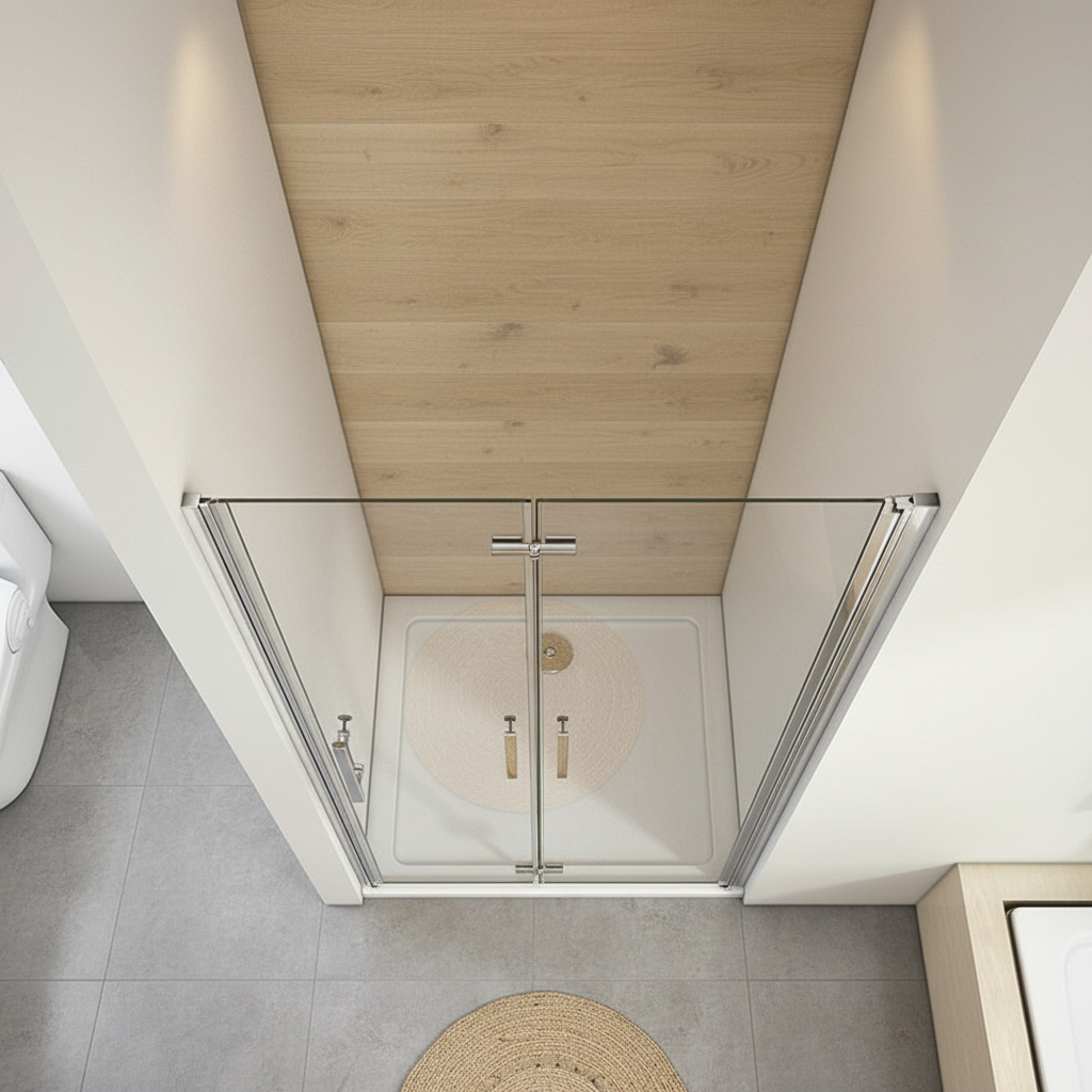 Falttür-Nischentür 70–120 cm – Duschabtrennung aus 5 mm ESG mit NANO, Höhe 185 cm