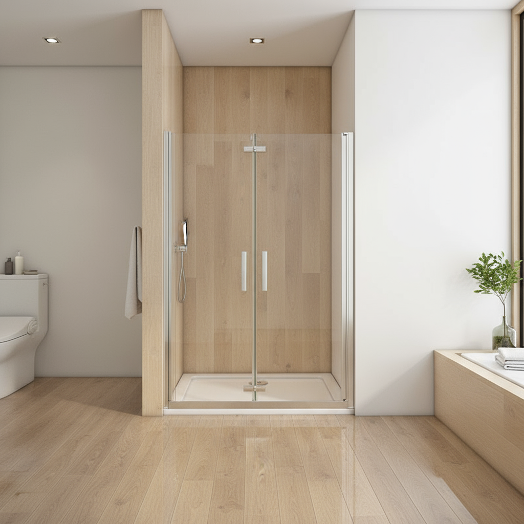 Falttür-Nischentür 70–120 cm – Duschabtrennung aus 5 mm ESG mit NANO, Höhe 185 cm