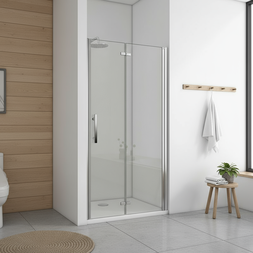 Falttür-Nischentür 70–120 cm – Duschabtrennung aus 5 mm ESG mit NANO, Höhe 185 cm