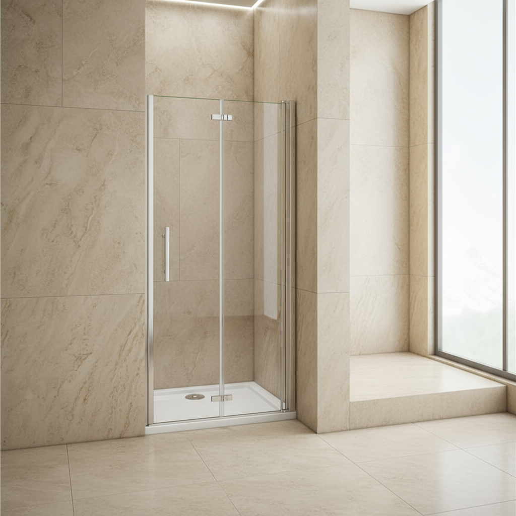 Duschabtrennung Nischentür 80/90/100 cm × 195 cm – Schwing-/Falttür, 6 mm ESG NANO