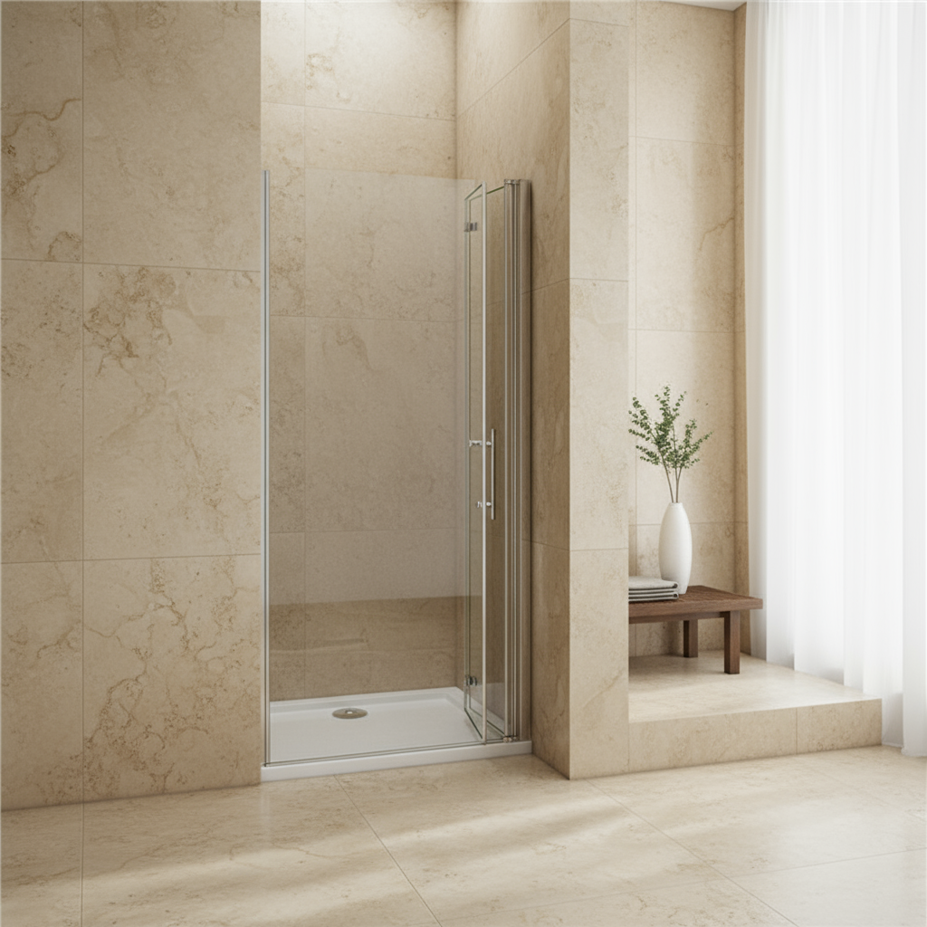 Duschabtrennung Nischentür 80/90/100 cm × 195 cm – Schwing-/Falttür, 6 mm ESG NANO