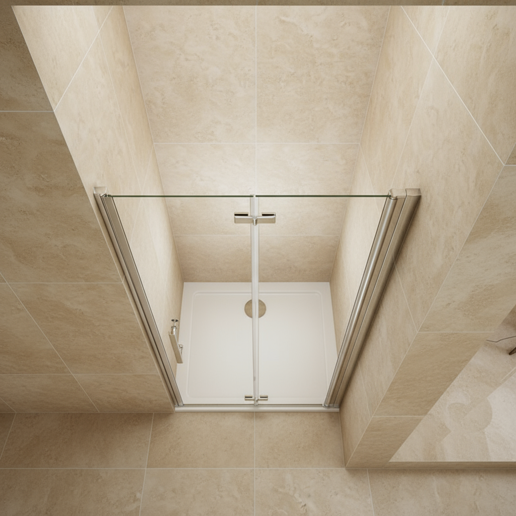 Duschabtrennung Nischentür 80/90/100 cm × 195 cm – Schwing-/Falttür, 6 mm ESG NANO