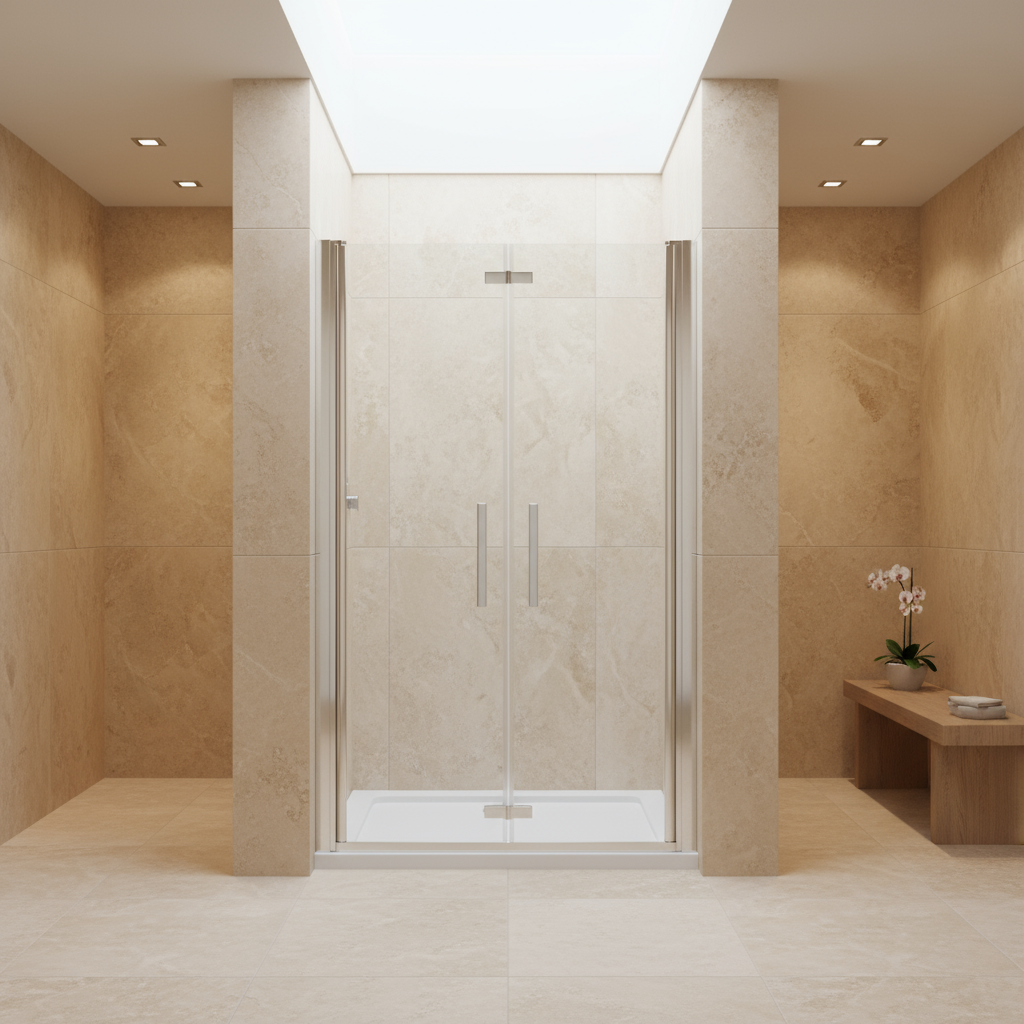 Duschabtrennung Nischentür 80/90/100 cm × 195 cm – Schwing-/Falttür, 6 mm ESG NANO