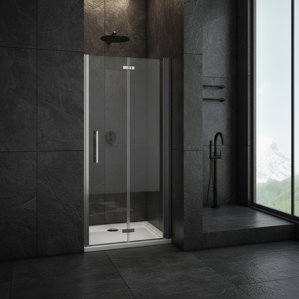 Duschabtrennung Nischentür 80/90/100 cm × 195 cm – Schwing-/Falttür, 6 mm ESG NANO