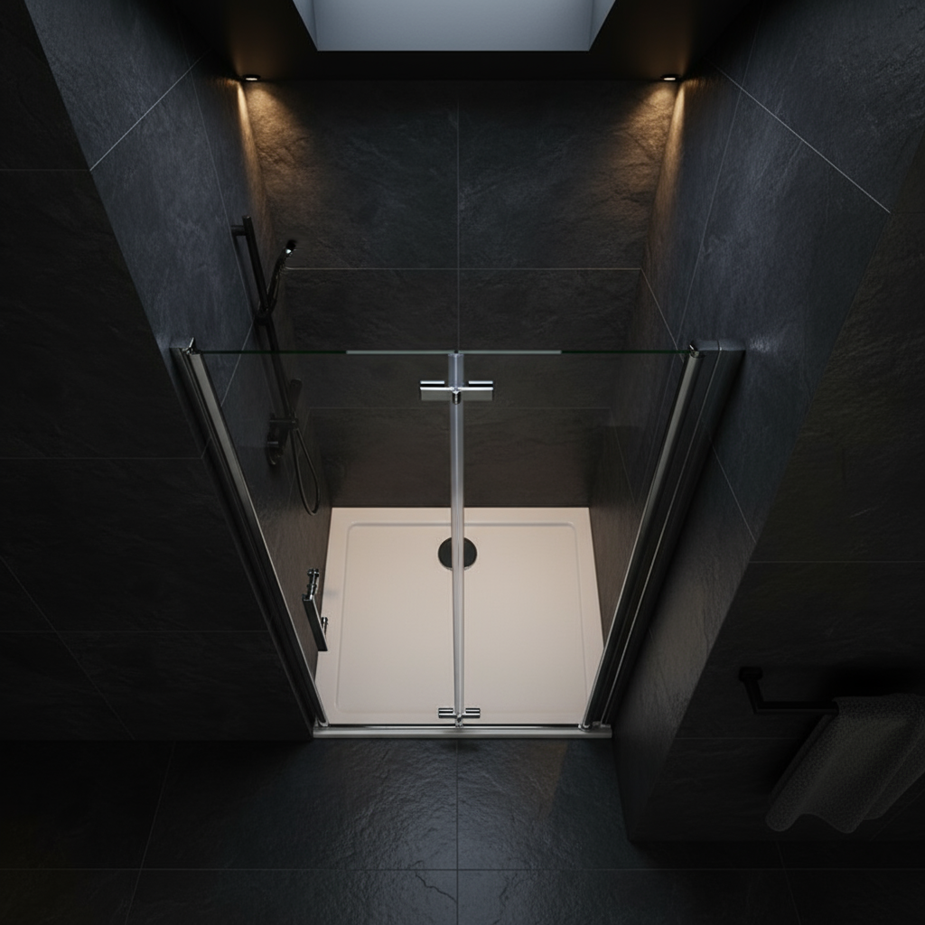 Duschabtrennung Nischentür 80/90/100 cm × 195 cm – Schwing-/Falttür, 6 mm ESG NANO