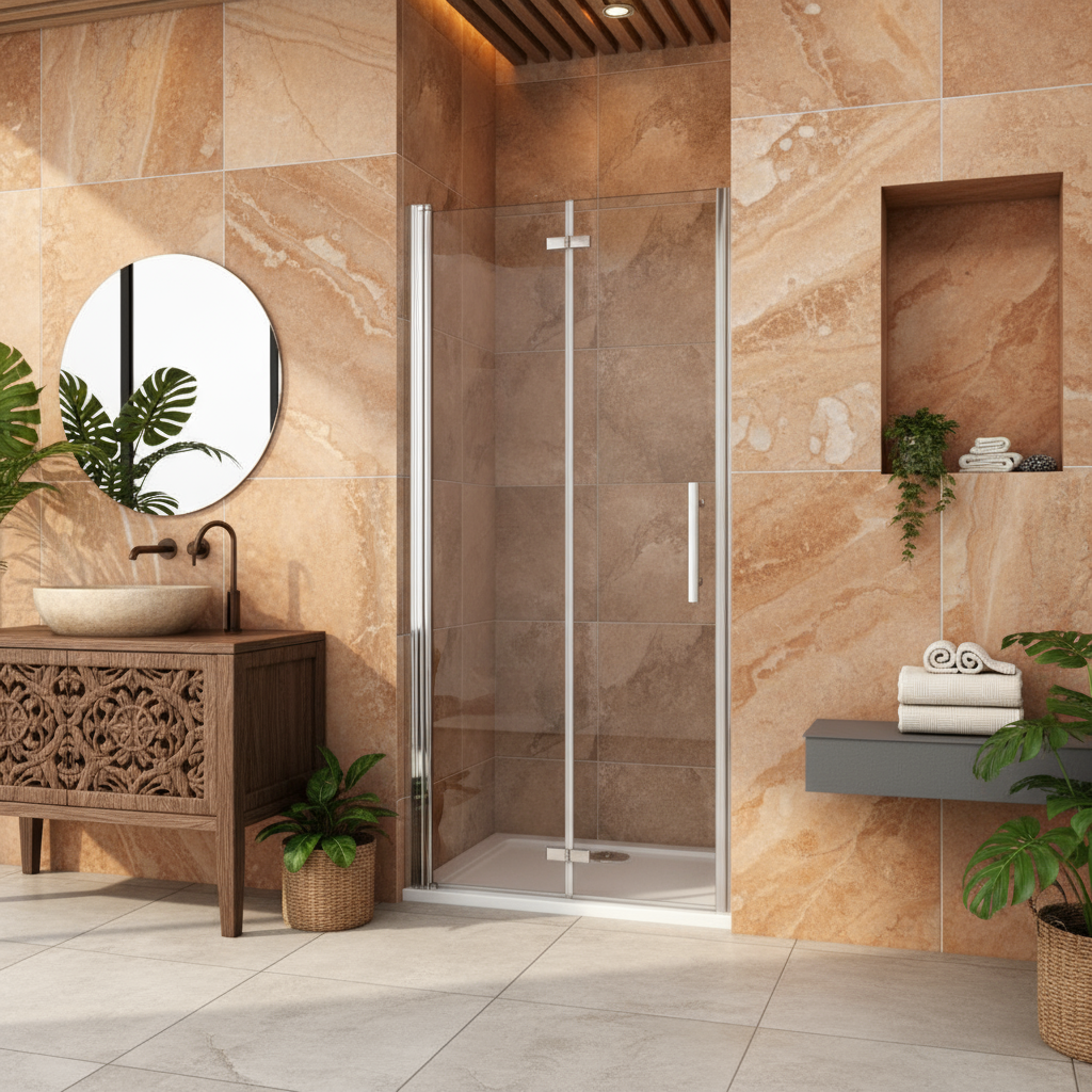 Duschkabine Nischentür 80–100×195 cm – 6 mm ESG NANO, Schwing-/Falttür