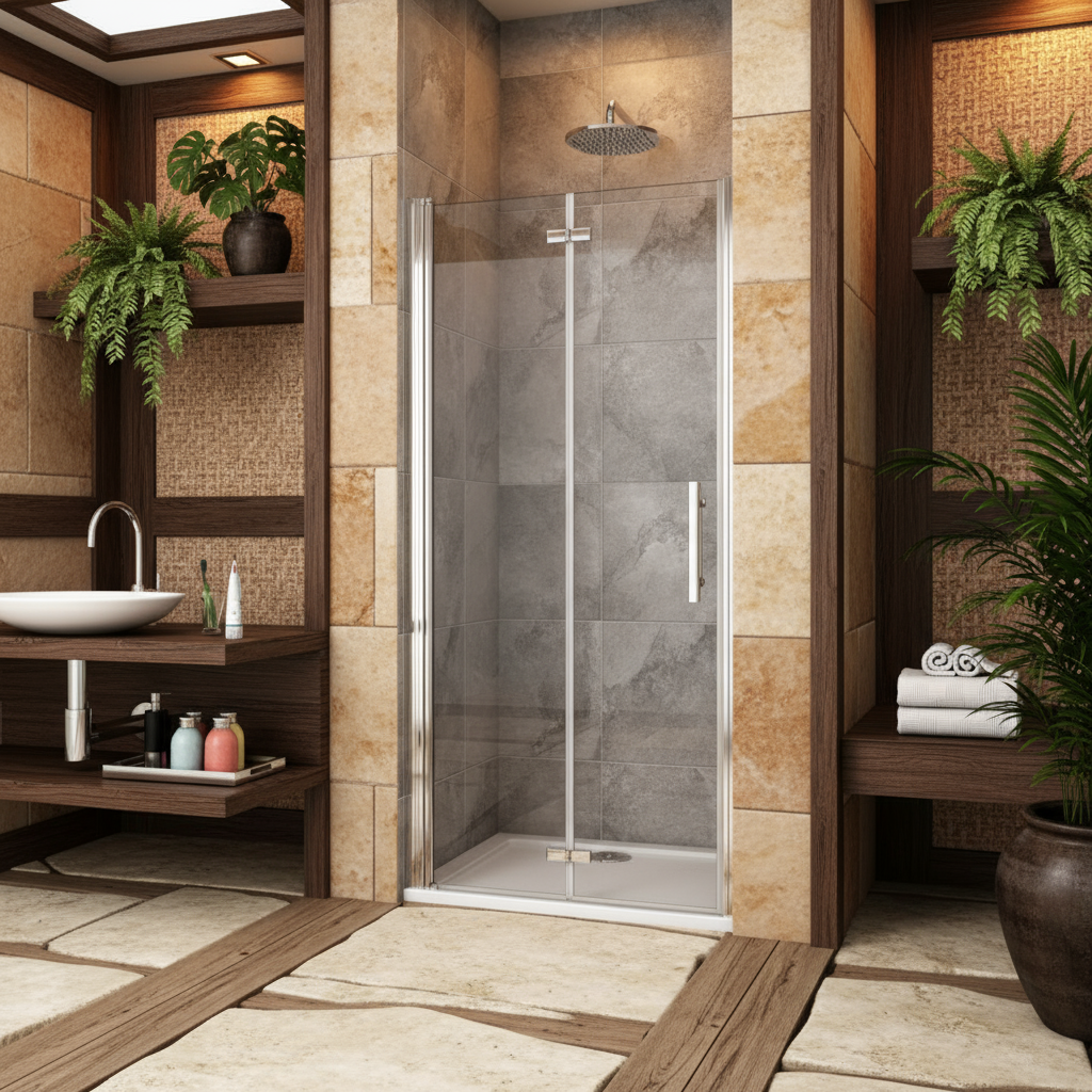 Duschkabine Nischentür 80–100×195 cm – 6 mm ESG NANO, Schwing-/Falttür