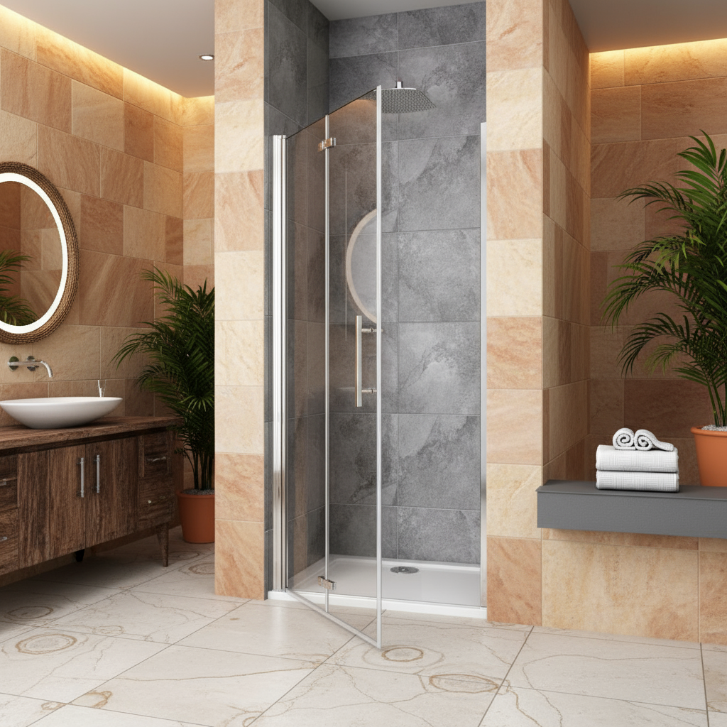 Duschkabine Nischentür 80–100×195 cm – 6 mm ESG NANO, Schwing-/Falttür