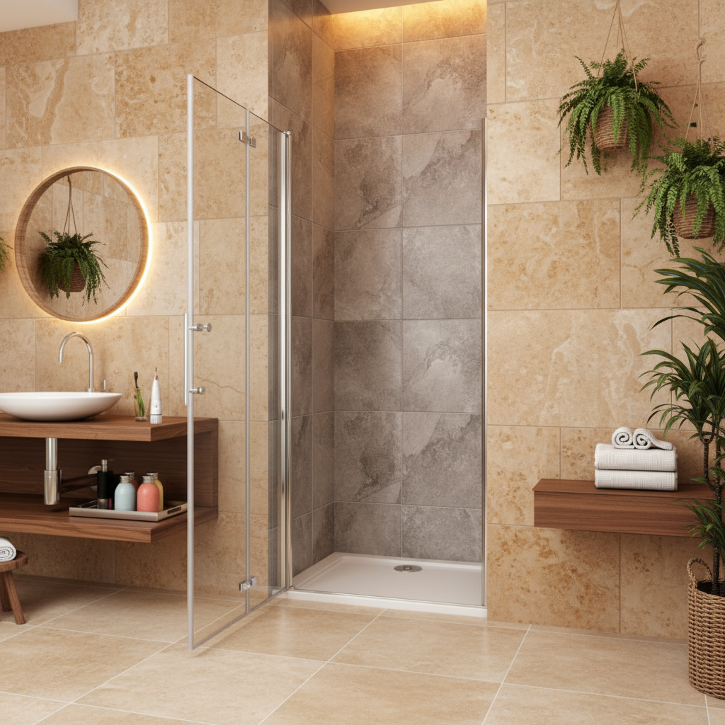 Duschkabine Nischentür 80–100×195 cm – 6 mm ESG NANO, Schwing-/Falttür