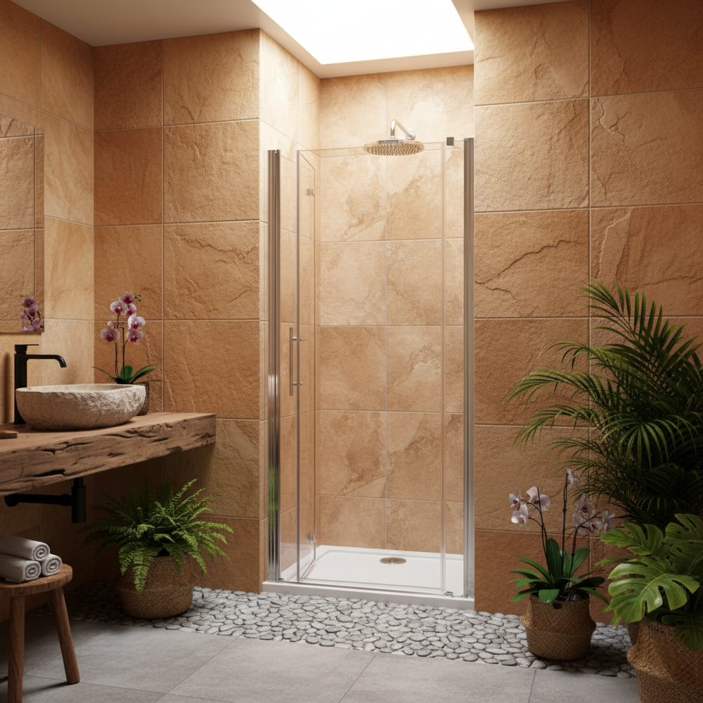 Duschkabine Nischentür 80–100×195 cm – 6 mm ESG NANO, Schwing-/Falttür